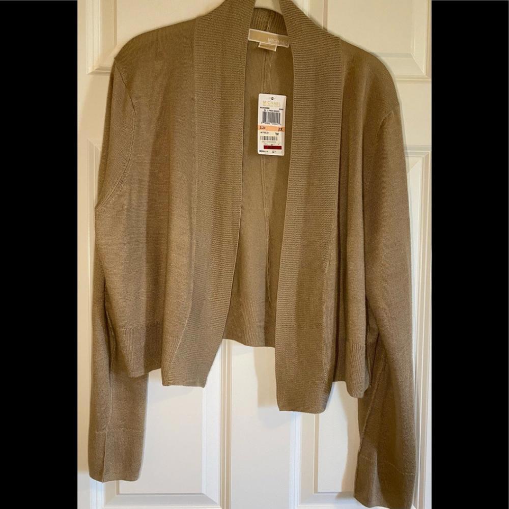 NWT Michael Kors gold/tan short cardigan.